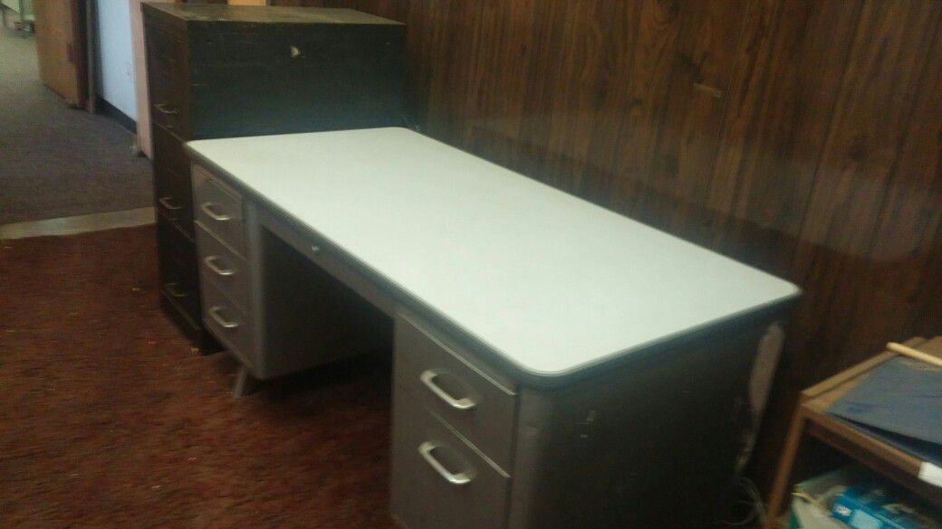 Heavy duty desk and filing cabinet