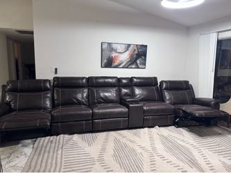 Faux leather manual recliners modular 6 piece