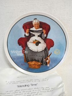 Mother's Day Gift 1985 Vintage 10" Plate Cat American Rockwell Certificate For Serving & Home Decor Excellent Condition