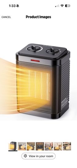 New Faryuan Space Heater for Indoor Use, 1500W Portable Electric Ceramic Heater, Small Space Heater with Thermostat, 2S Fast Heating, Overheating & Ti