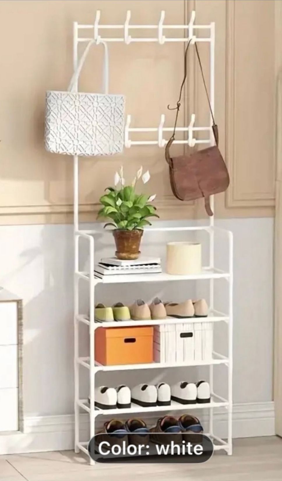 4-layer Coat And Shoe Rack-White