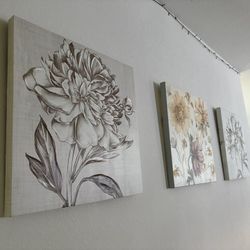 (3) Flower Art Canvas