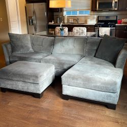 2-Piece Sectional Sofa With Ottoman In Grey Color