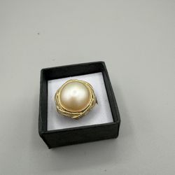 14k Gold Genuine Pearl Ring 