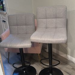 Bar Stools Set Of 2 Grey 