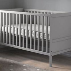 Adjustable Bed For Toddler Or Crib For Younger - Gray - IKEA Sundvik- Mattress Included