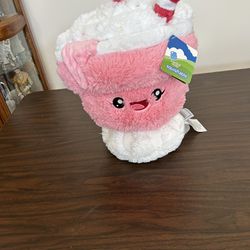 Squishable  Strawberry Pink Milkshake, Plush Stuffed Toy 18 Inches Cherry On Top