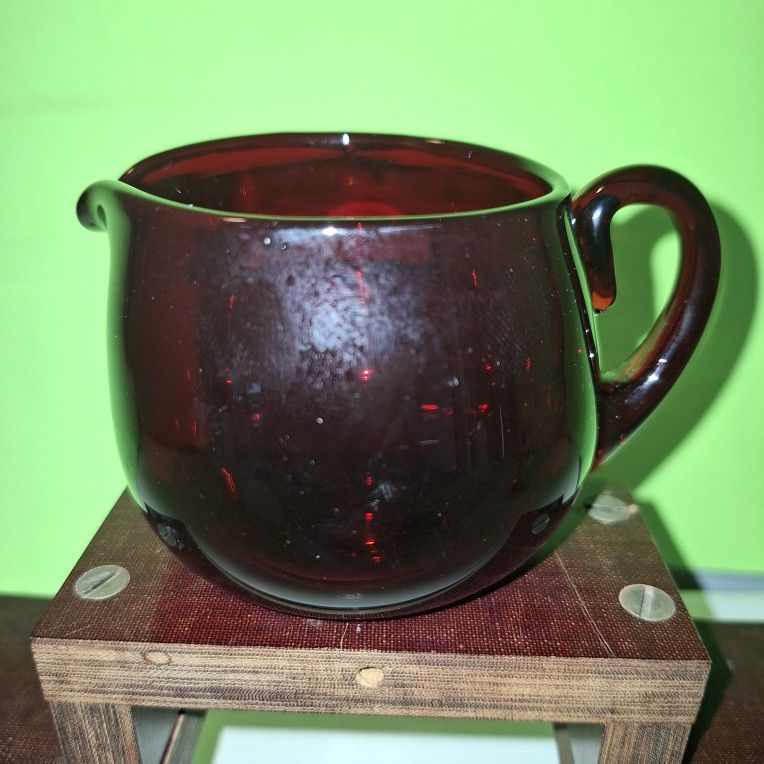 Vintage Ruby Red Blenko SMALL Glass Pitcher

