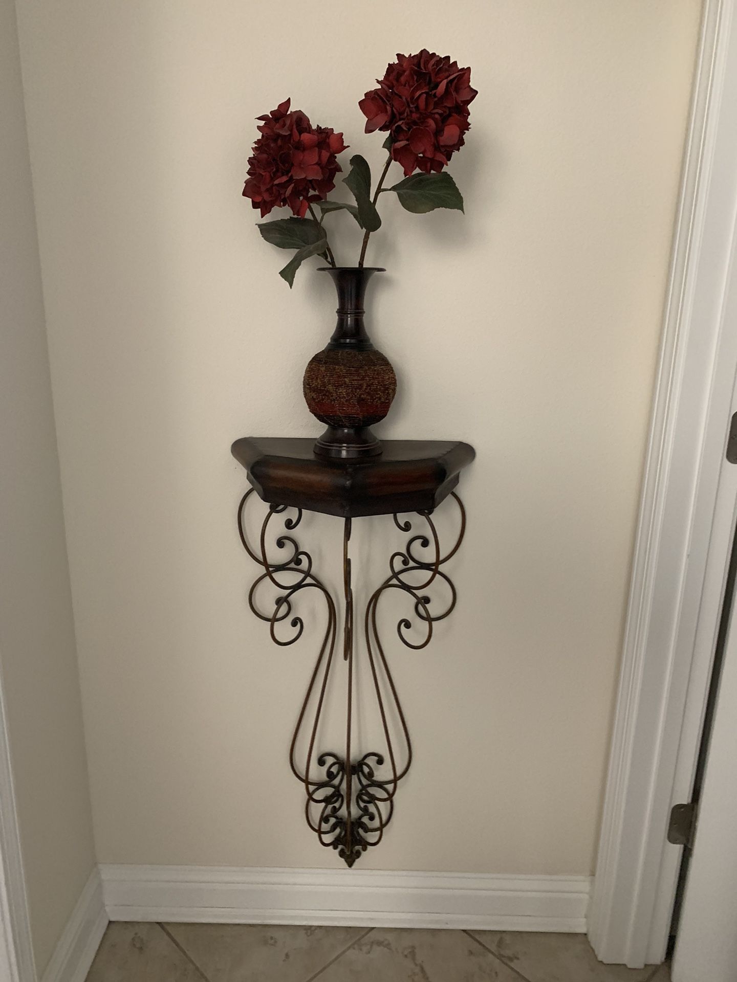 Curved Wrought Iron  Wall Mount Console Table 