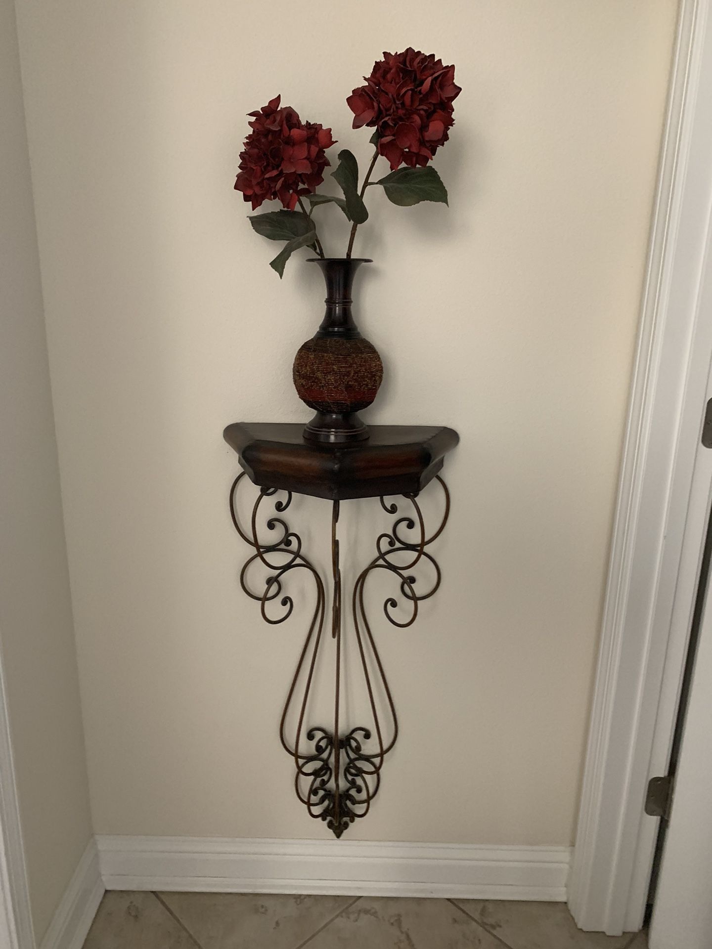 Curved Wrought Iron Wall Mount Console Table