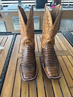 Lucchese Caiman Leather Western Cowboy Boots