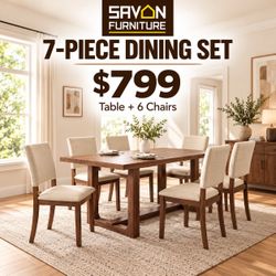 7-Piece Dining Set - Table + 6 Chairs