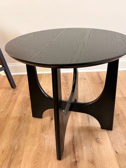 Round Black Wood Side Table