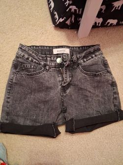 Bamboo Gray Acid Wash Denim Shorts