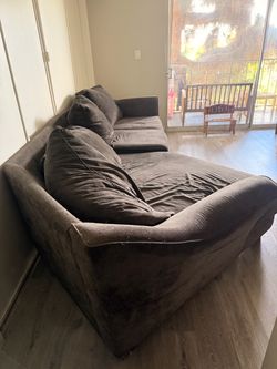 Dark Brown Fabric Sectional Sofa