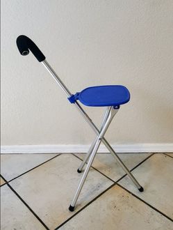 ღ 2-in-1 Folding Handy Walking Cane with Portable Seat for Sitting Anywhere