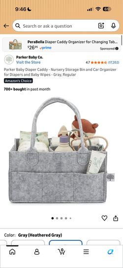 Gray diaper caddy