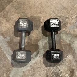 2-25lb cast barbells