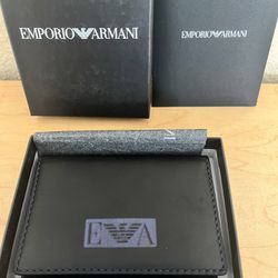 Authentic New Emperio Armani Leather Wallet Card Holder