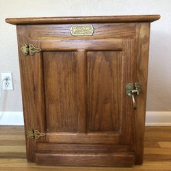 Simmons Hardware White Clad Icebox End Table - Solid Oak