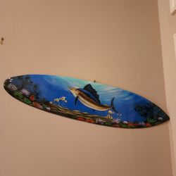 Ocean Scene Surfboard 40" X 10" Wood