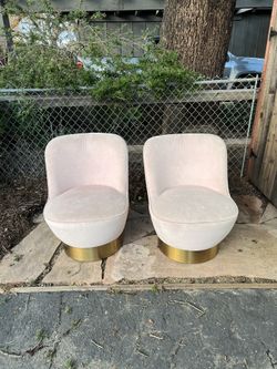 CB2 Simone Mink Faux Mohair Blush Chairs (a Set)