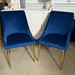 MERAKII Upholstered Dining Chairs (Set of 2) Karina Navy Velvet Dining Chair