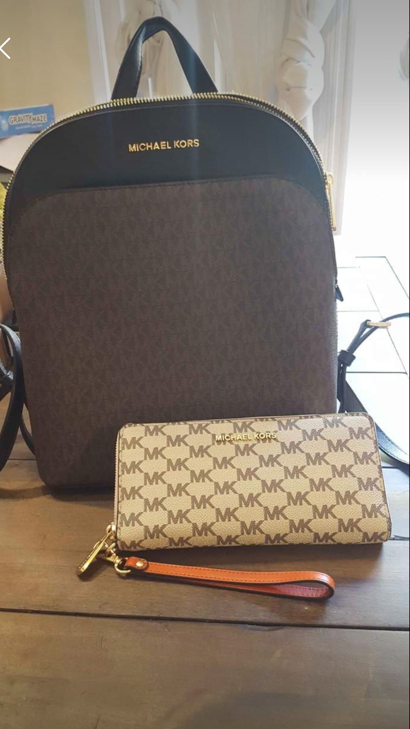 Michael kors backpack and wallet