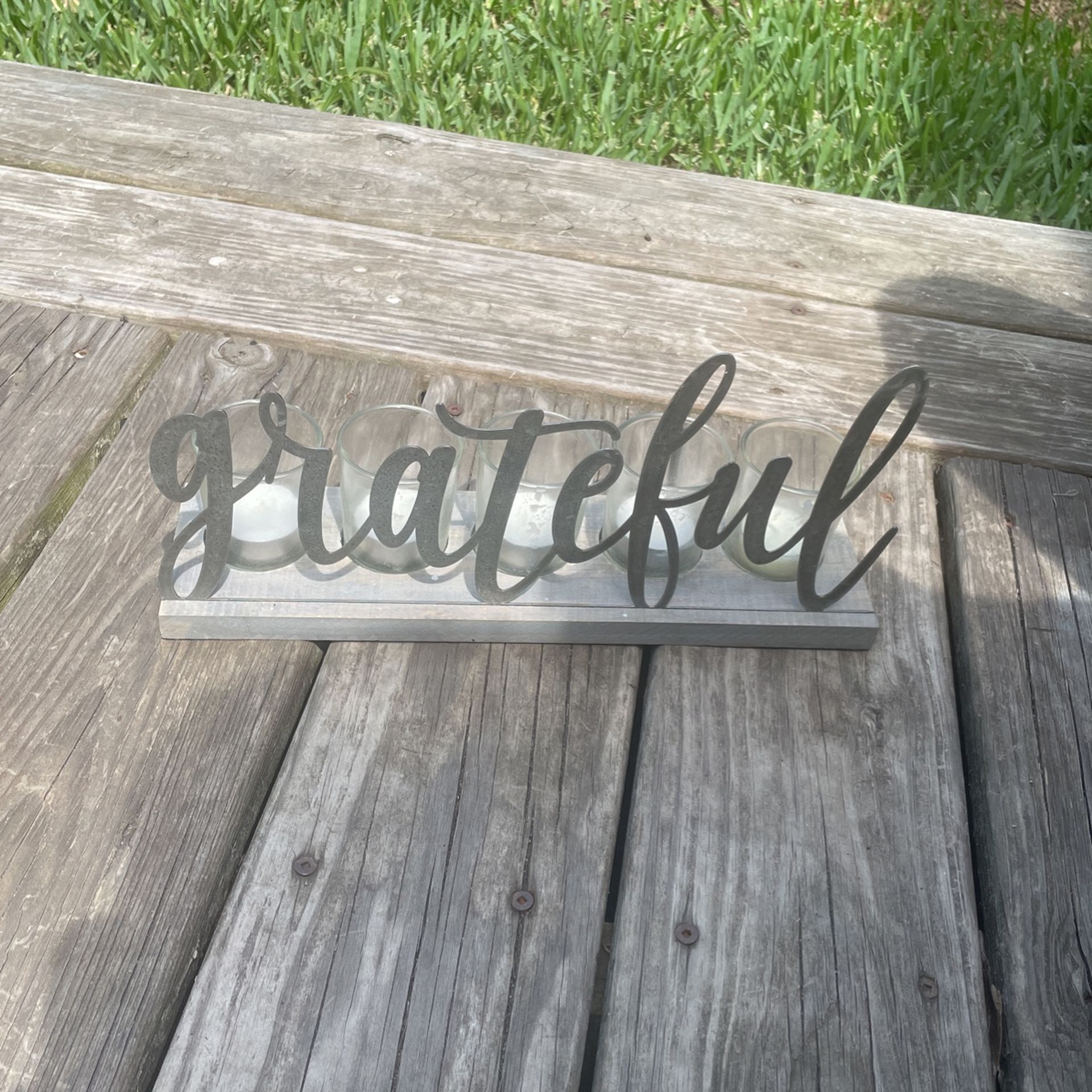 “Grateful” Candle Holder