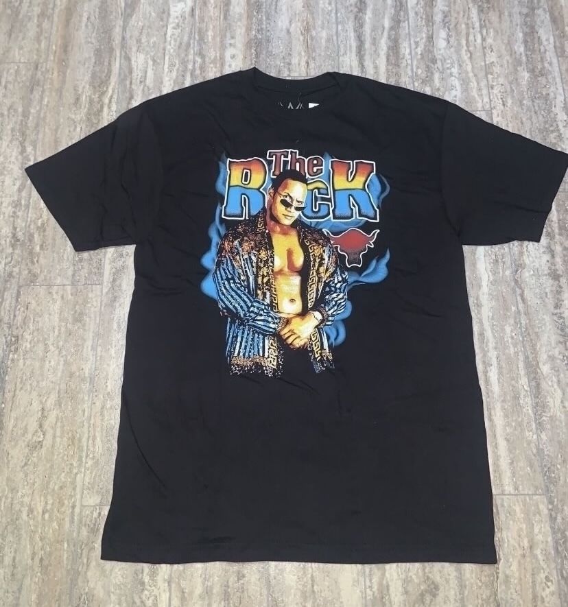 BRAND NEW Black vintage wrestling WWF WWE AEW WCW ECW The Rock graphic tee wrestlemania (SIZE: SMALL LARGE) AUTHENTIC- $15