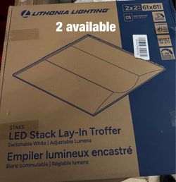 Lithonia Lighting 2x2 LED Troffer Light, Stack Switch LED Drop In Ceiling Light for Dropped Ceiling,