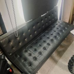 Black Leather Sofa 