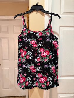 Black Floral Spaghetti Strap Tank Top