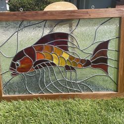 Leaded glass fish art