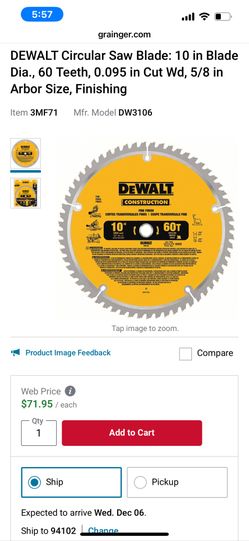 10” Dewalt Circular Saw 60teeth 