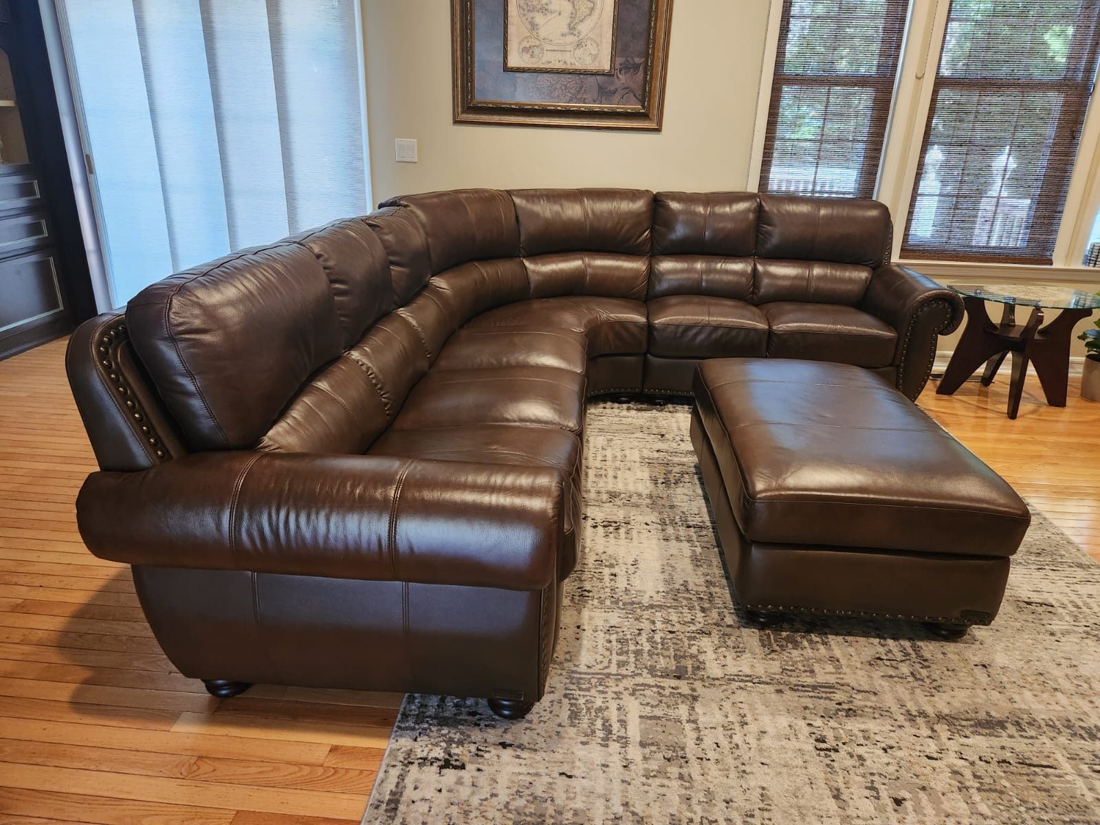 Full Leather Sectional Sofa With Ottoman