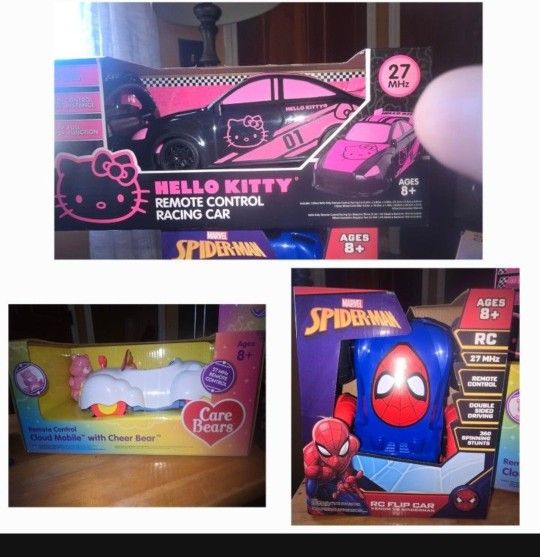 🆕️NEW REMOTE CONTROL CARS. CHOICE OF SPIDER-MAN, HELLO KITTY, CARE BEARS