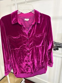 Anthropologie Pilcro The Hadley Relaxed Crushed Velvet Button-Down Shirt XSP