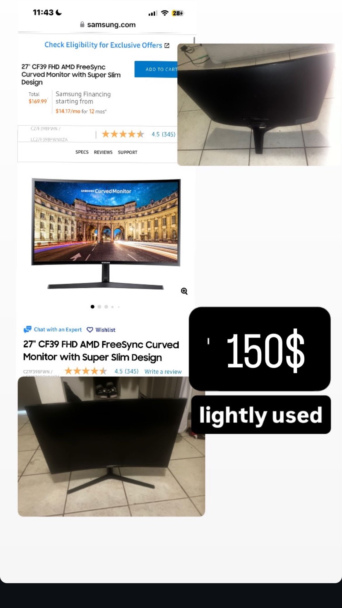 curved samsung monitor with super slim design