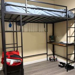 Metal loft bed frame