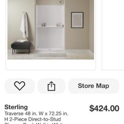 40” X 72” Sterling traverse Shower Back wall 