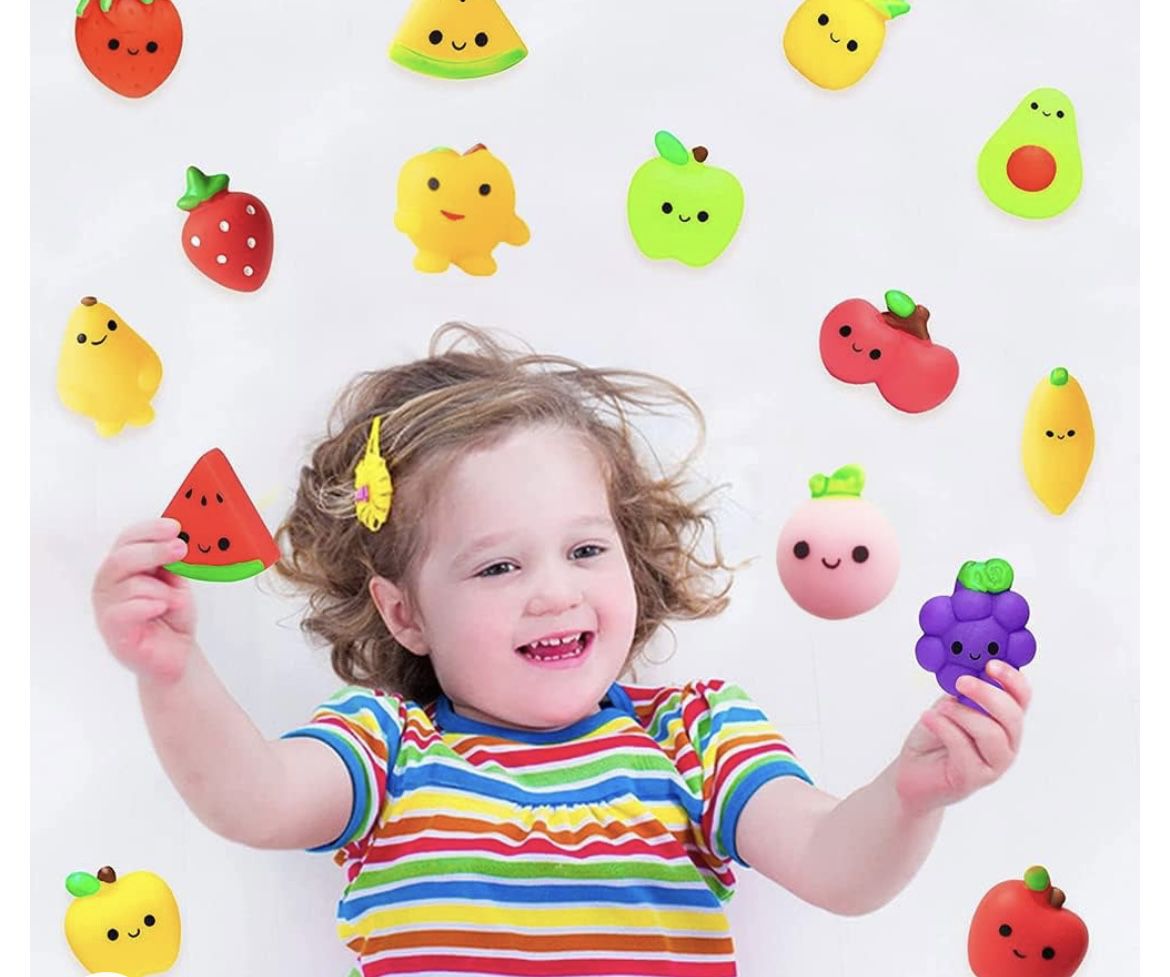 32pcs Mochi Squishy Toys Set for Kids, Mini Squishies Kawaii Fruit Squeeze Pack