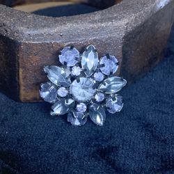 Vintage Light Blue Austria Crystal Mourning Pin Brooch