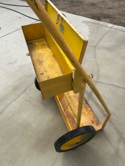 Yellow Steel Welding Cart on Wheels