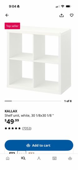Four (4) white IKEA Kallax shelves