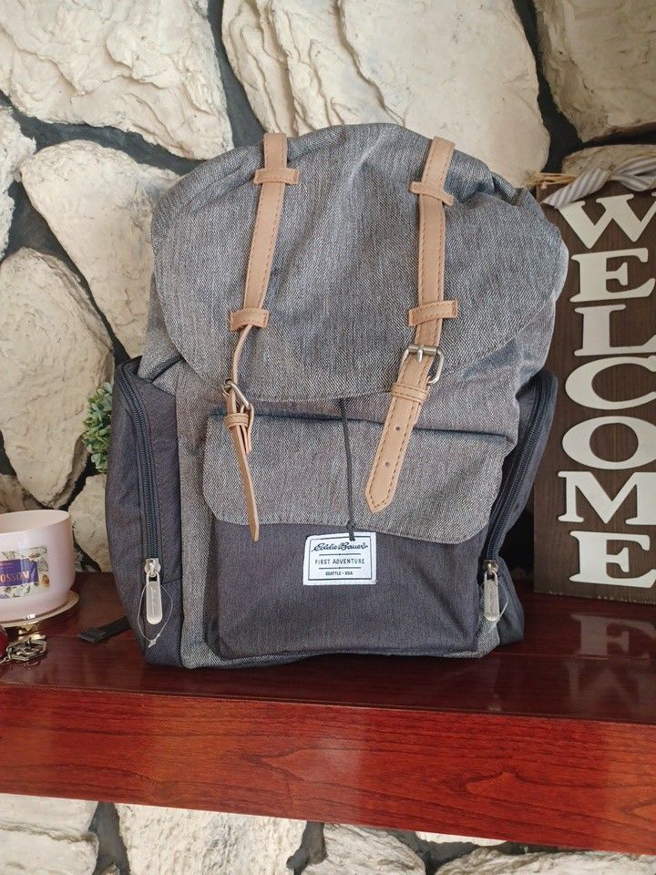 Eddie Bauer Legend Backpack Diaper Bag w/ 7 Pockets, Grey Heather 