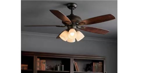 Hampton Bay Hollis 52 in. Indoor LED Bronze Downrod Ceiling Fan with Light Kit and Remote