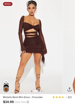 Michelle Mesh Mini Dress - Chocolate Fashion Nova