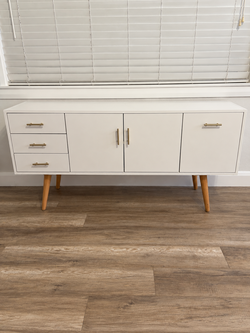 White Mid-Century Style Media Console – 56 inches