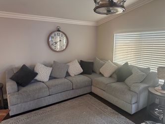Gray Fabric L-Shaped Sectional Sofa